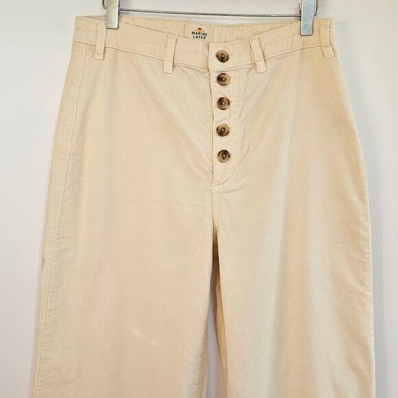 Marine Layer Bridget Exposed Button Crop Wide Leg Corduroy Pants US 14 - Picture 5 of 10
